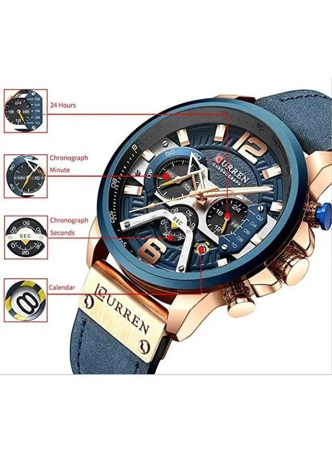 ساعة بسوار جلدي فاخر للرجال (Luxury Leather Band Watch For Men)