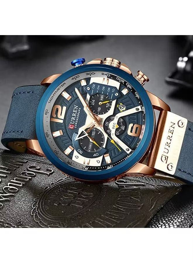 ساعة بسوار جلدي فاخر للرجال (Luxury Leather Band Watch For Men)