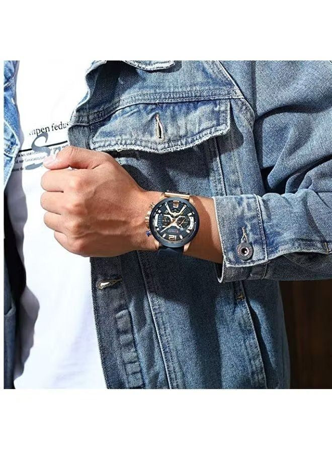 ساعة بسوار جلدي فاخر للرجال (Luxury Leather Band Watch For Men)