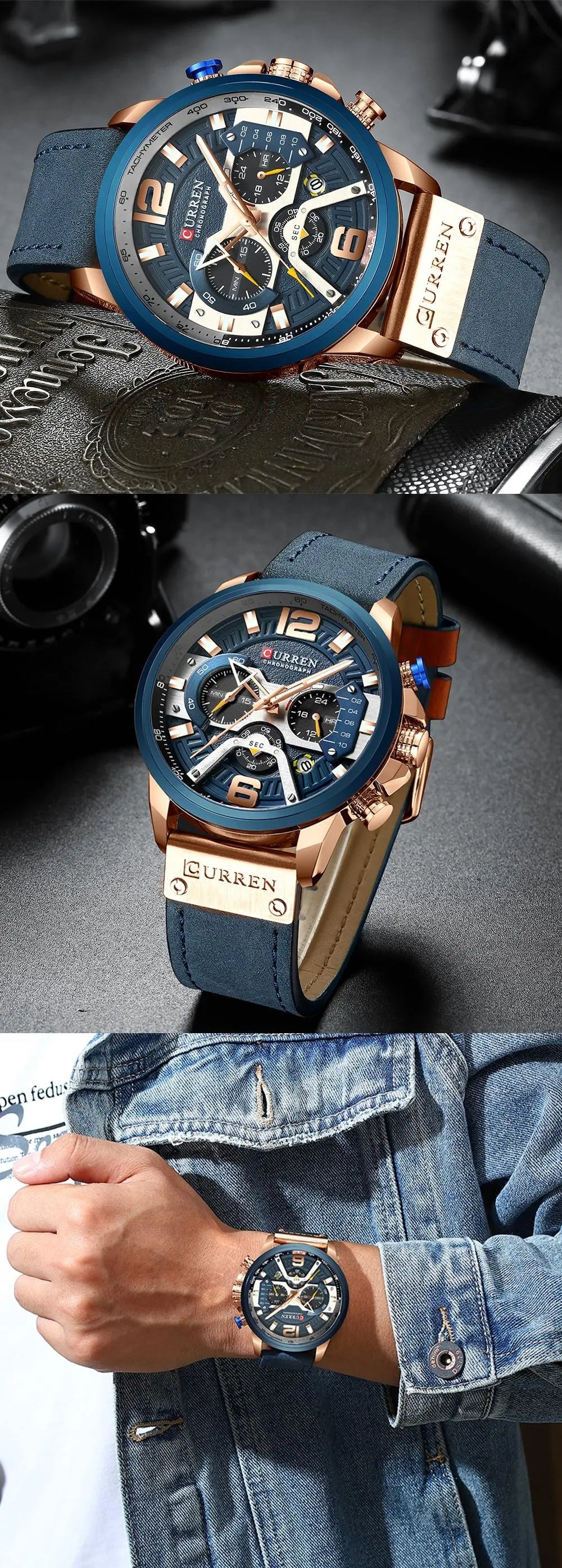 ساعة بسوار جلدي فاخر للرجال (Luxury Leather Band Watch For Men)