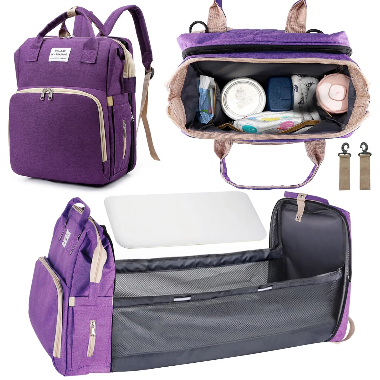 Portable Diaper Bag & Travel Bed For Baby