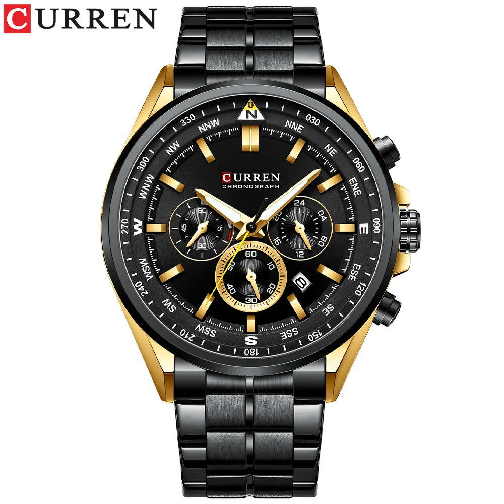 CURREN Men's Quartz Wristwatch | Luxury Chronograph | Luminous Hands | Black