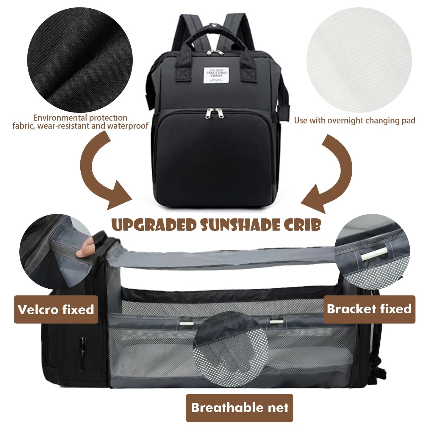 Portable Diaper Bag & Travel Bed For Baby