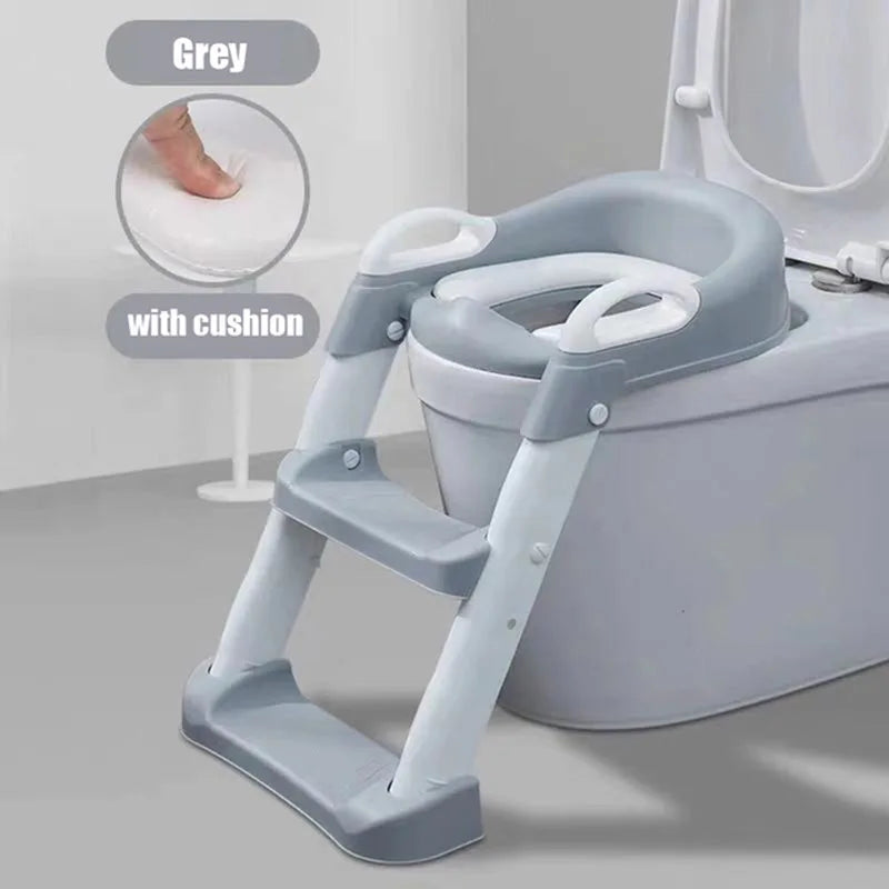 Adjustable Potty Training Seat with Ladder for Kids 1-8 Years - Foldable Infant Toilet Trainer