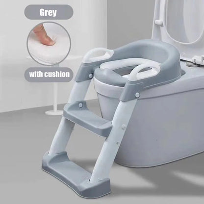 Adjustable Potty Training Seat with Ladder for Kids 1-8 Years - Foldable Infant Toilet Trainer