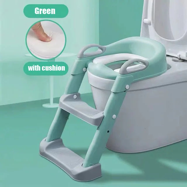 Adjustable Potty Training Seat with Ladder for Kids 1-8 Years - Foldable Infant Toilet Trainer