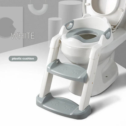 Adjustable Potty Training Seat with Ladder for Kids 1-8 Years - Foldable Infant Toilet Trainer