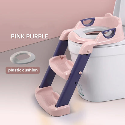 Adjustable Potty Training Seat with Ladder for Kids 1-8 Years - Foldable Infant Toilet Trainer