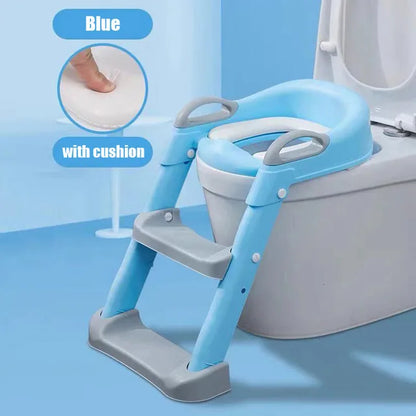 Adjustable Potty Training Seat with Ladder for Kids 1-8 Years - Foldable Infant Toilet Trainer