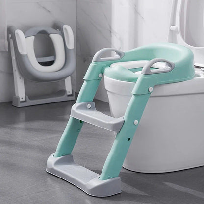 Adjustable Potty Training Seat with Ladder for Kids 1-8 Years - Foldable Infant Toilet Trainer