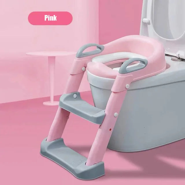 Adjustable Potty Training Seat with Ladder for Kids 1-8 Years - Foldable Infant Toilet Trainer