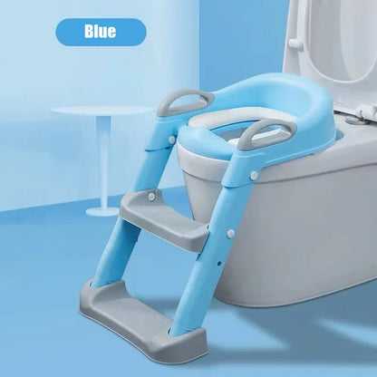 Adjustable Potty Training Seat with Ladder for Kids 1-8 Years - Foldable Infant Toilet Trainer