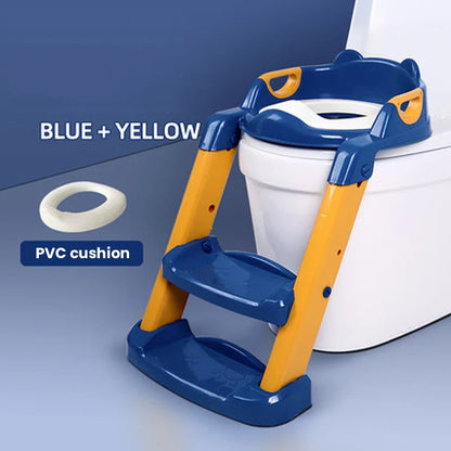 Adjustable Potty Training Seat with Ladder for Kids 1-8 Years - Foldable Infant Toilet Trainer