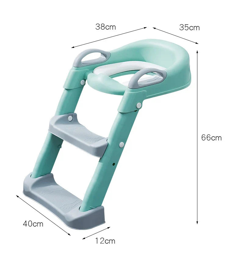 Adjustable Potty Training Seat with Ladder for Kids 1-8 Years - Foldable Infant Toilet Trainer