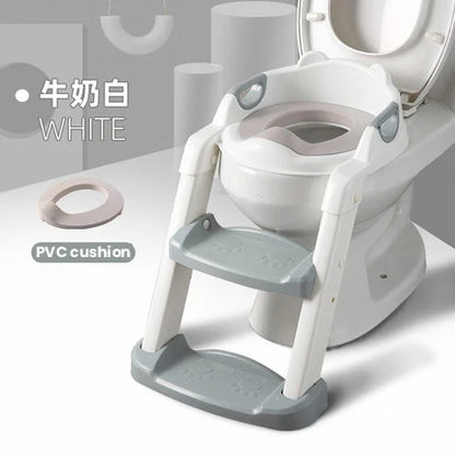 Adjustable Potty Training Seat with Ladder for Kids 1-8 Years - Foldable Infant Toilet Trainer