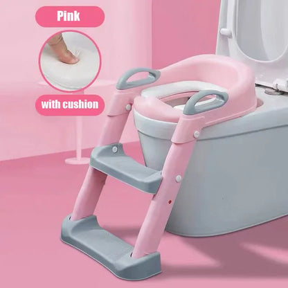 Adjustable Potty Training Seat with Ladder for Kids 1-8 Years - Foldable Infant Toilet Trainer