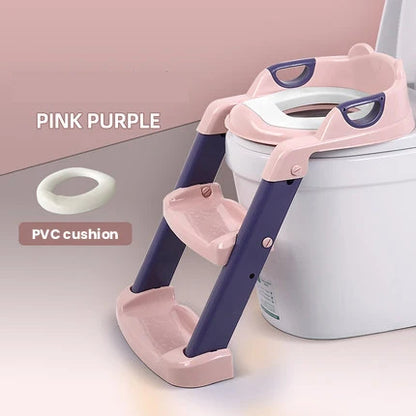 Adjustable Potty Training Seat with Ladder for Kids 1-8 Years - Foldable Infant Toilet Trainer