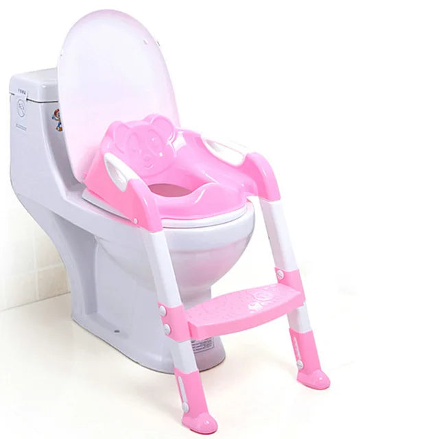 Adjustable Potty Training Seat with Ladder for Kids 1-8 Years - Foldable Infant Toilet Trainer