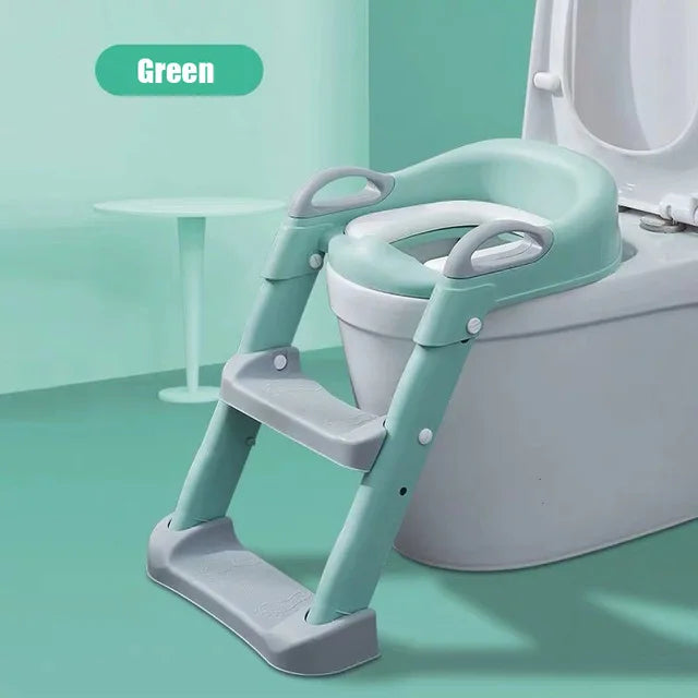 Adjustable Potty Training Seat with Ladder for Kids 1-8 Years - Foldable Infant Toilet Trainer