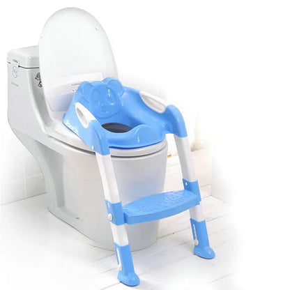 Adjustable Potty Training Seat with Ladder for Kids 1-8 Years - Foldable Infant Toilet Trainer